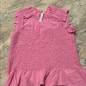 Anthropologie Smocked Pink Tank